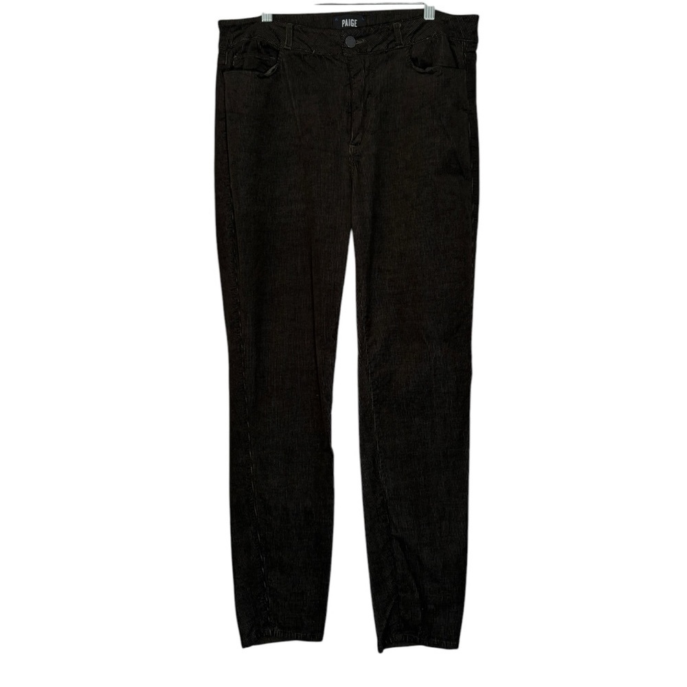 Paige Hoxton Ankle BROWN Corduroy Pants Size 32 Stretch High Rise
